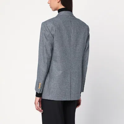 Tagliatore Double-breasted Prince Of Wales Jacket In Gray