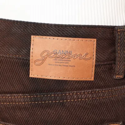 Ganni Brown Jeans With Tie-dye Pattern And Logo Patch On Back In Denim Woman In Brown