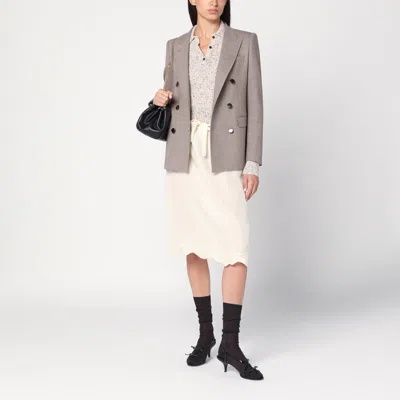 Tagliatore Beige Double-breasted Jacket In Wool Blend In Gray