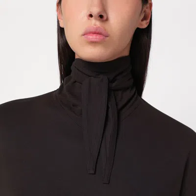 Lemaire Brown Turtleneck With Integrated Scarf In Brown