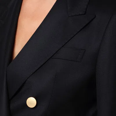 Tagliatore Double-breasted Wool Jacket With Peak Lapels In Black