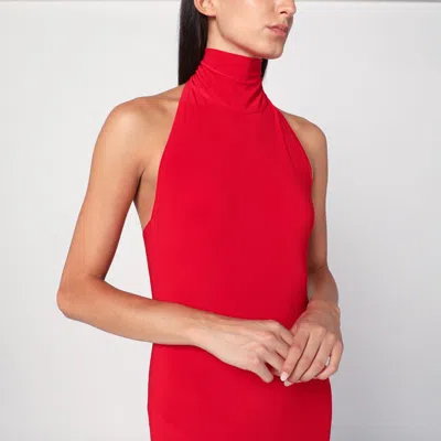 Norma Kamali Red Turtleneck Mermaid Dress In Red