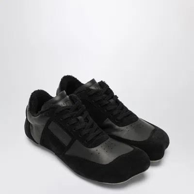 Mm6 Maison Margiela Black Leather And Suede Anatomic Sneakers