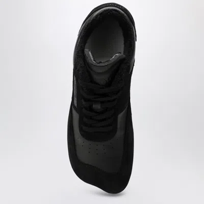 Mm6 Maison Margiela Black Leather And Suede Anatomic Sneakers
