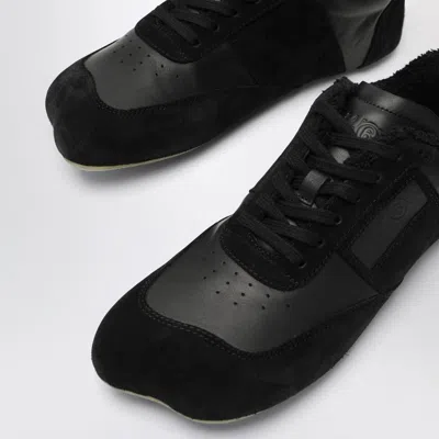 Mm6 Maison Margiela Black Leather And Suede Anatomic Sneakers
