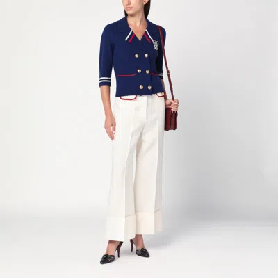 Valentino Blue Double-breasted Wool Cardigan In Blue