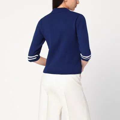 Valentino Blue Double-breasted Wool Cardigan In Blue