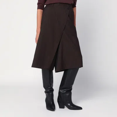 6397 Pinstripe Bermuda Shorts With Crossover Closure In Brown