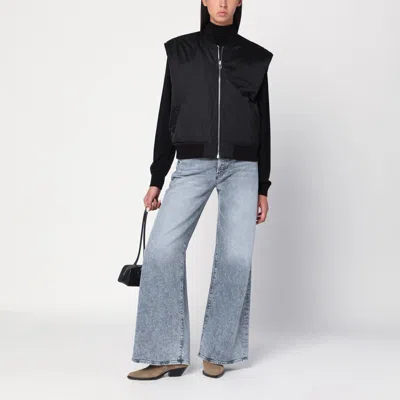 Mother Wide-leg Jeans With Belt Loops And Five-pocket Style In Gray