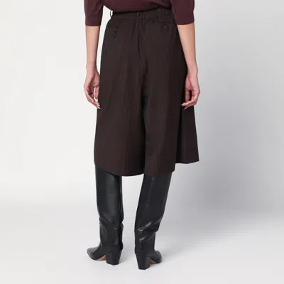 6397 Pinstripe Bermuda Shorts With Crossover Closure In Brown
