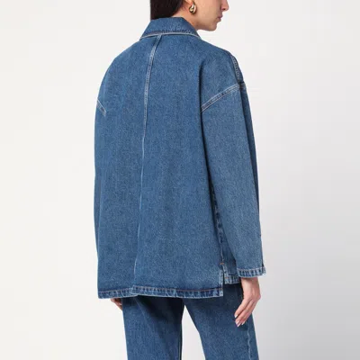 Anine Bing Luna Denim Jacket With Collared Neck In Blue