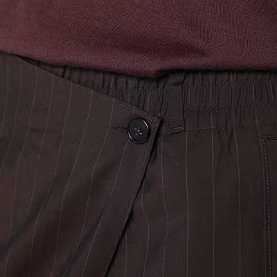 6397 Pinstripe Bermuda Shorts With Crossover Closure In Brown