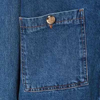 Anine Bing Luna Denim Jacket With Collared Neck In Blue