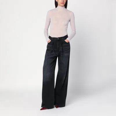 6397 Ivory Semi-sheer Turtleneck In Purple