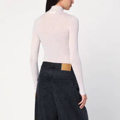6397 Ivory Semi-sheer Turtleneck In Purple