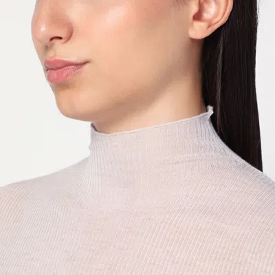 6397 Ivory Semi-sheer Turtleneck In Purple