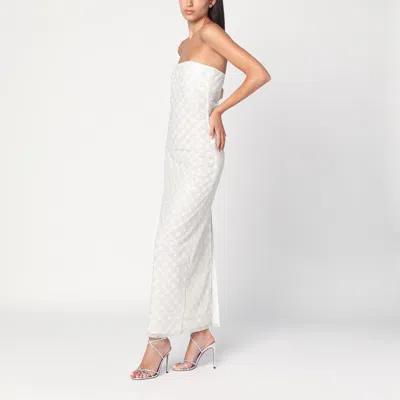 Rotate Birger Christensen Long Cream-colored Dress With Sequins In White