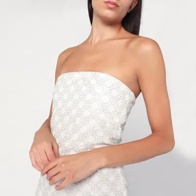 Rotate Birger Christensen Long Cream-colored Dress With Sequins In White