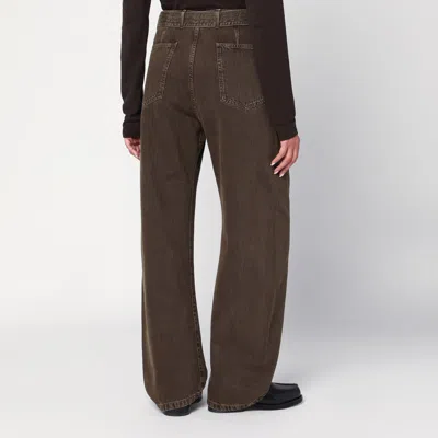 Lemaire Green Denim Trousers With Belt In Green