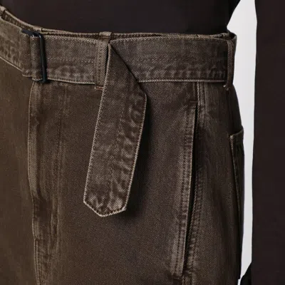 Lemaire Green Denim Trousers With Belt In Green