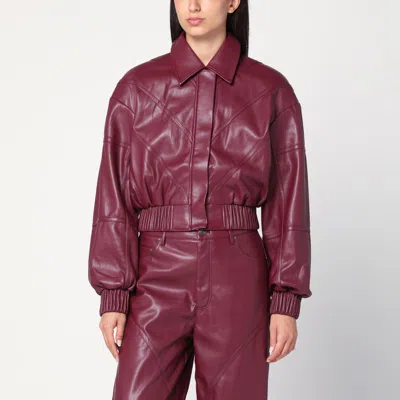 Rotate Birger Christensen Rotate Silk-finish Bomber Jacket With Ribbed Cuffs In Burgundy
