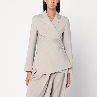 Loewe Beige Melange Wool Wrap Jacket In Sand