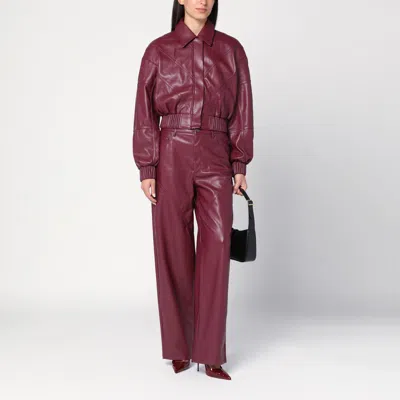 Rotate Birger Christensen Rotate Silk-finish Bomber Jacket With Ribbed Cuffs In Burgundy