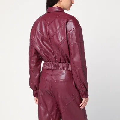 Rotate Birger Christensen Rotate Silk-finish Bomber Jacket With Ribbed Cuffs In Burgundy