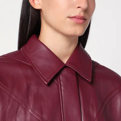 Rotate Birger Christensen Rotate Silk-finish Bomber Jacket With Ribbed Cuffs In Burgundy