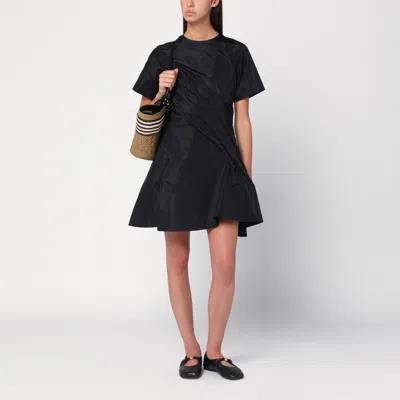 Loewe Mini Dress In Luxurious Polyester-silk Blend In Black