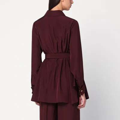 Loewe Silk Shirt With Belt In Burgundy