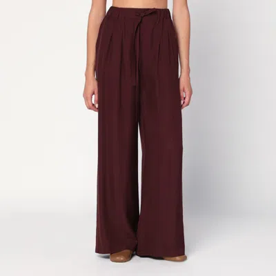 Loewe Bordeaux Palazzo Trousers In Silk In Burgundy