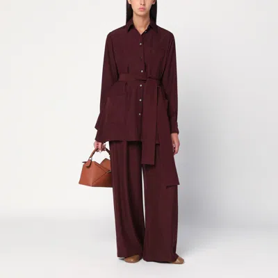 Loewe Bordeaux Palazzo Trousers In Silk In Burgundy