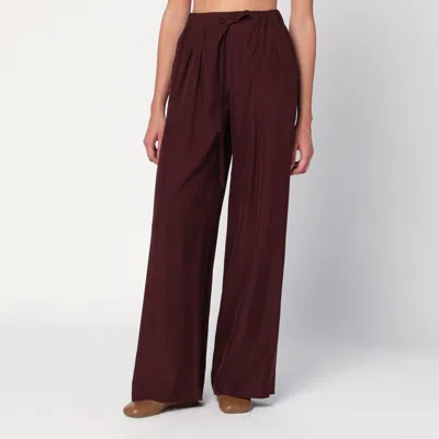 Loewe Bordeaux Palazzo Trousers In Silk In Burgundy