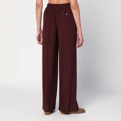 Loewe Bordeaux Palazzo Trousers In Silk In Burgundy