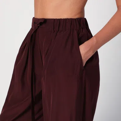 Loewe Bordeaux Palazzo Trousers In Silk In Burgundy