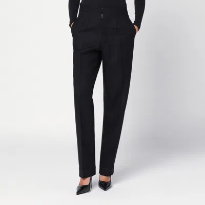 Maison Margiela Black Wool Pleated Trousers In Black