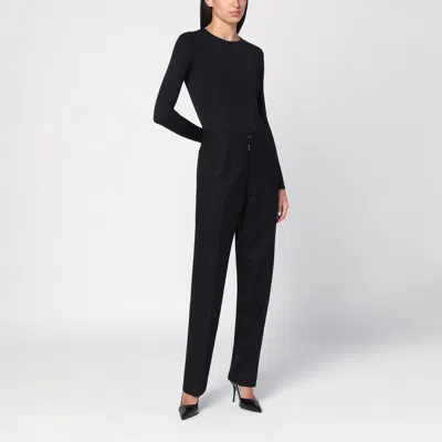 Maison Margiela Black Wool Pleated Trousers In Black