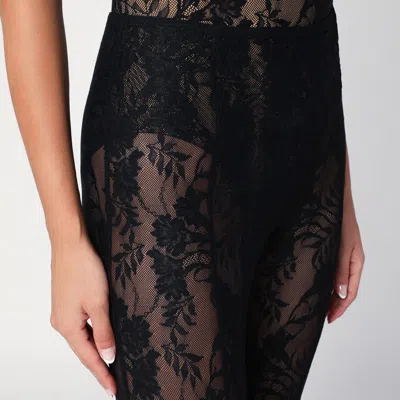 Norma Kamali Flared Lace Trousers Floral Pattern In Black