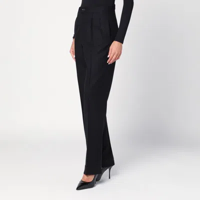 Maison Margiela Black Wool Pleated Trousers In Black