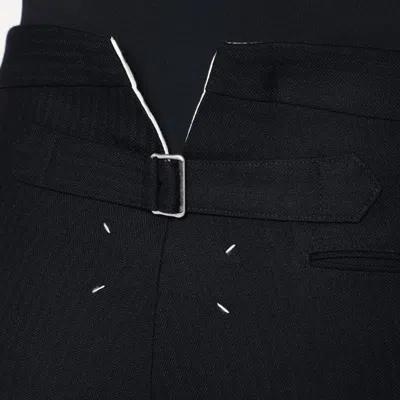 Maison Margiela Black Wool Pleated Trousers In Black