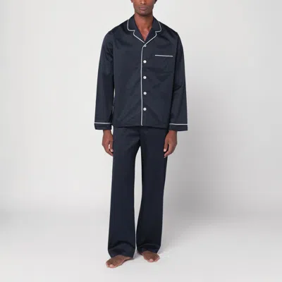 Tekla Striped Trousers With Back Pocket And Elastic Waistband In Blue
