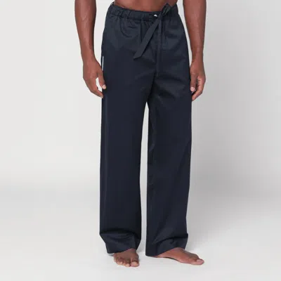 Tekla Striped Trousers With Back Pocket And Elastic Waistband In Blue