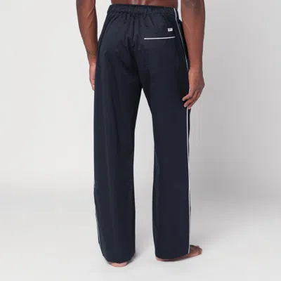 Tekla Striped Trousers With Back Pocket And Elastic Waistband In Blue