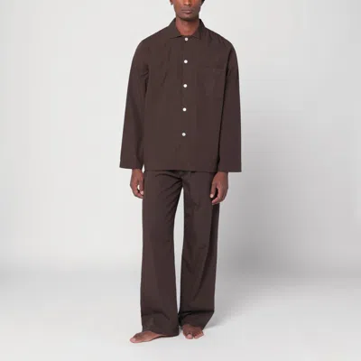 Tekla Brown Pyjama Shirt In Blue