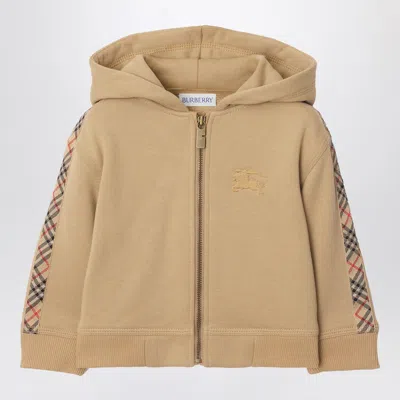 Burberry Beige Cotton Terry Zip Sweatshirt In Brown