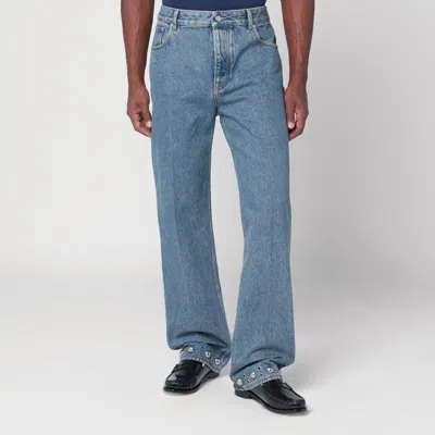 Valentino Five-pocket Jeans With Studs And Eyelets In Blue