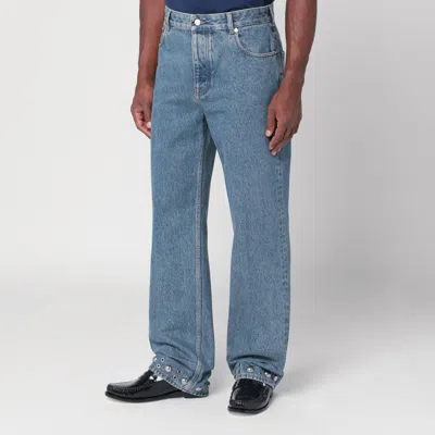 Valentino Five-pocket Jeans With Studs And Eyelets In Blue