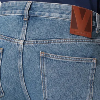 Valentino Five-pocket Jeans With Studs And Eyelets In Blue