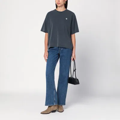 Anine Bing Womens Washed Black Rudy Brand-print Cotton-jersey T-shirt In Black